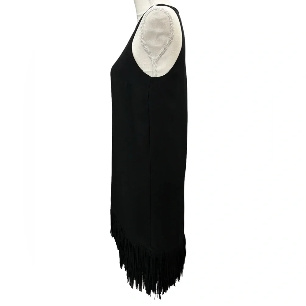 Banana Republic Fringe Hem Shift Dress Black Sleeveless Cocktail Party Size 2 - Picture 5 of 8